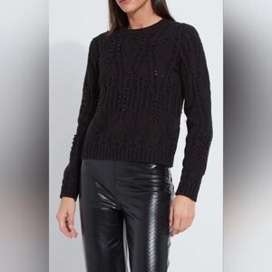 Lysse | Eliza Cozy Embellished Cable Sweater | Black | Large